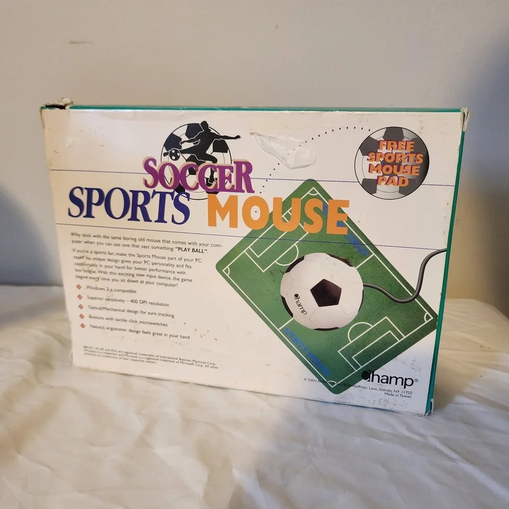 Vintage IBM Soccer Sports Computer Mouse And Pad